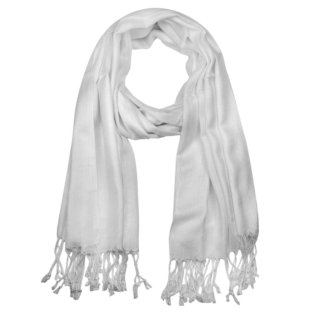 Women's Soft Solid Color Pashmina Shawl Wrap Scarf - Silver Grey