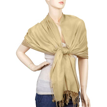 Load image into Gallery viewer, Women&#39;s Soft Solid Color Pashmina Shawl Wrap Scarf - Champagne