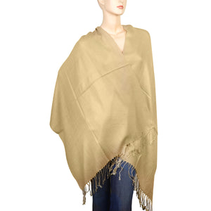 Women's Soft Solid Color Pashmina Shawl Wrap Scarf - Champagne