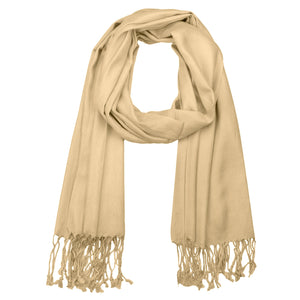 Women's Soft Solid Color Pashmina Shawl Wrap Scarf - Champagne