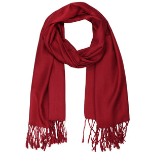 Women's Soft Solid Color Pashmina Shawl Wrap Scarf - Burgundy