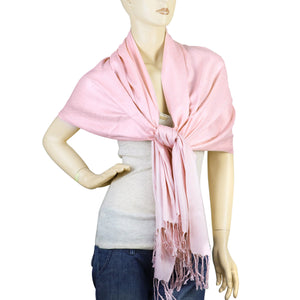Women's Soft Solid Color Pashmina Shawl Wrap Scarf - Pink