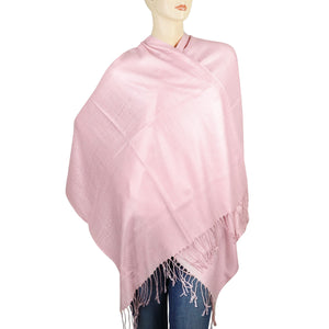 Women's Soft Solid Color Pashmina Shawl Wrap Scarf - Pink