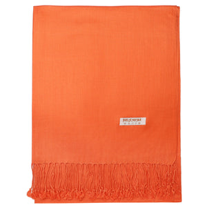 Women's Soft Solid Color Pashmina Shawl Wrap Scarf - Orange
