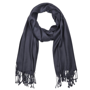 Women's Soft Solid Color Pashmina Shawl Wrap Scarf - Charcoal Grey