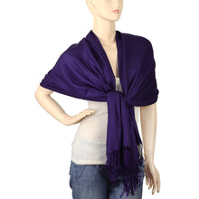 Load image into Gallery viewer, Women&#39;s Soft Solid Color Pashmina Shawl Wrap Scarf - Dark Purple