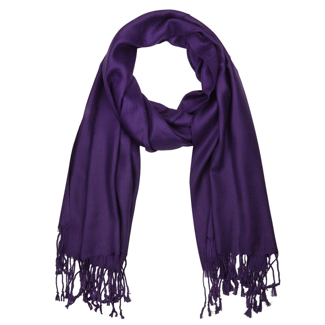 Women's Soft Solid Color Pashmina Shawl Wrap Scarf - Dark Purple
