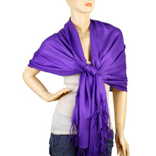 Load image into Gallery viewer, Women&#39;s Soft Solid Color Pashmina Shawl Wrap Scarf - Eggplant Purple