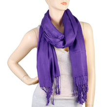 Load image into Gallery viewer, Women&#39;s Soft Solid Color Pashmina Shawl Wrap Scarf - Eggplant Purple