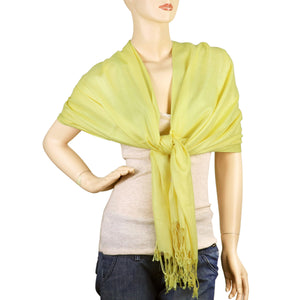 Women's Soft Solid Color Pashmina Shawl Wrap Scarf - Yellow