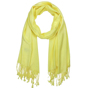 Women's Soft Solid Color Pashmina Shawl Wrap Scarf - Yellow