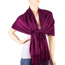 Load image into Gallery viewer, Women&#39;s Soft Solid Color Pashmina Shawl Wrap Scarf - Plum