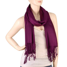 Load image into Gallery viewer, Women&#39;s Soft Solid Color Pashmina Shawl Wrap Scarf - Plum