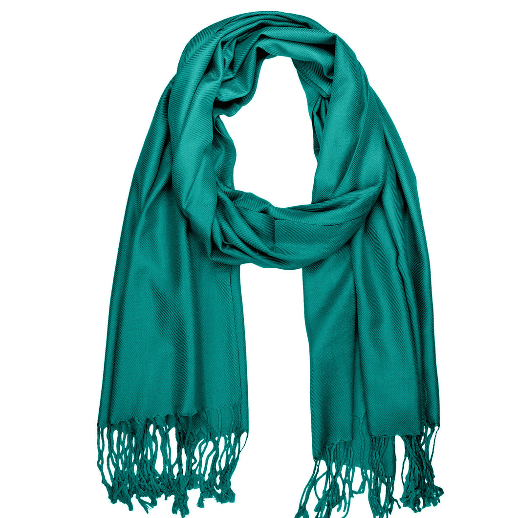 Women's Soft Solid Color Pashmina Shawl Wrap Scarf - Teal Green