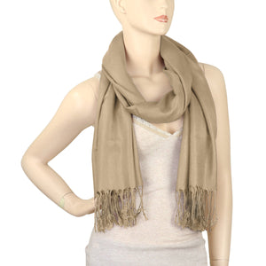 Women's Soft Solid Color Pashmina Shawl Wrap Scarf - Camel