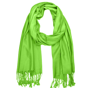 Women's Soft Solid Color Pashmina Shawl Wrap Scarf - Lime Green