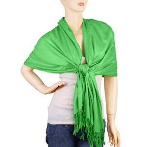 Women's Soft Solid Color Pashmina Shawl Wrap Scarf - Spring Apple Green