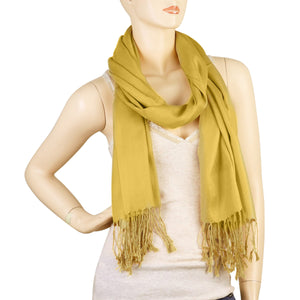 Women's Soft Solid Color Pashmina Shawl Wrap Scarf - Mustard Golden