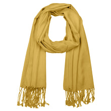 Load image into Gallery viewer, Women&#39;s Soft Solid Color Pashmina Shawl Wrap Scarf - Mustard Golden