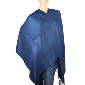 Women's Soft Solid Color Pashmina Shawl Wrap Scarf - Light Navy