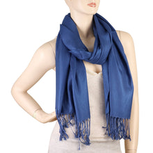 Load image into Gallery viewer, Women&#39;s Soft Solid Color Pashmina Shawl Wrap Scarf - Light Navy