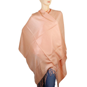 Women's Soft Solid Color Pashmina Shawl Wrap Scarf - Peach