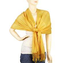 Load image into Gallery viewer, Women&#39;s Soft Solid Color Pashmina Shawl Wrap Scarf - Gold