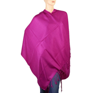 Women's Soft Solid Color Pashmina Shawl Wrap Scarf - Fuchsia