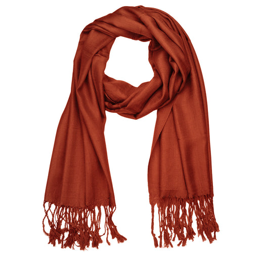 Women's Soft Solid Color Pashmina Shawl Wrap Scarf - Rust