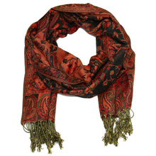 Load image into Gallery viewer, Women&#39;s Paisley Pashmina Scarf - Black Rust
