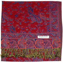 Load image into Gallery viewer, Women&#39;s Paisley Pashmina Scarf - Red Blue