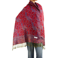 Load image into Gallery viewer, Women&#39;s Paisley Pashmina Scarf - Red Blue