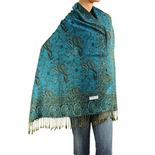 Load image into Gallery viewer, Women&#39;s Paisley Pashmina Scarf - Turquoise