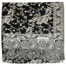 Load image into Gallery viewer, Women&#39;s Paisley Pashmina Scarf - Black Grey White