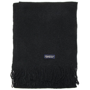 Men Solid Knitted Winter Scarf - Black