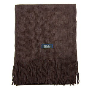Men Solid Knitted Winter Scarf - Brown