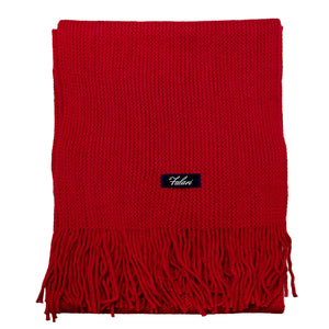 Men Solid Knitted Winter Scarf - Red