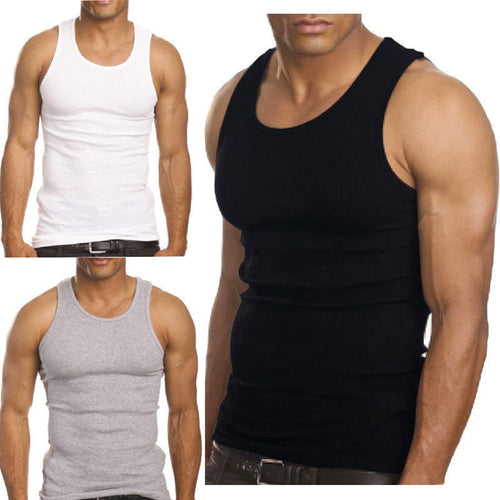3-Pack Men's A-Shirt Tank Top Gym Workout Undershirt