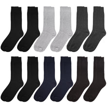 Load image into Gallery viewer, 12 Pairs Solid Color Ribbed Casual Dress Socks