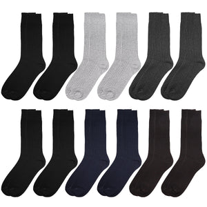 12 Pairs Solid Color Ribbed Casual Dress Socks