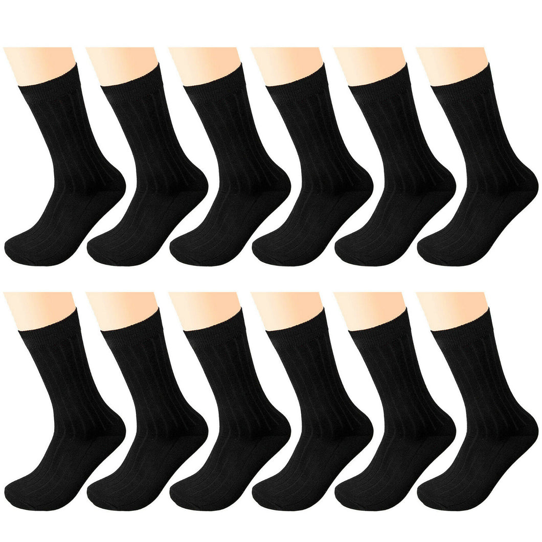 12 Pairs Black Casual Dress Socks