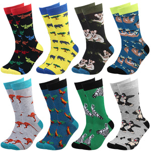 Falari Men 8 Pairs Colorful Novelty Crazy Combed Casual Dress Socks