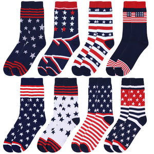 Falari Men 8 Pairs Patriotic Casual Dress Socks
