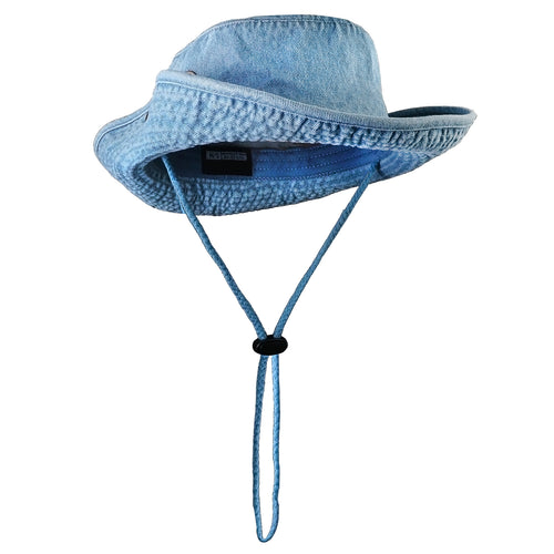 Wide Brim Boonie Hat - Blue Denim