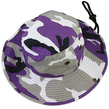 Load image into Gallery viewer, Wide Brim Boonie Hat - Purple Camouflage