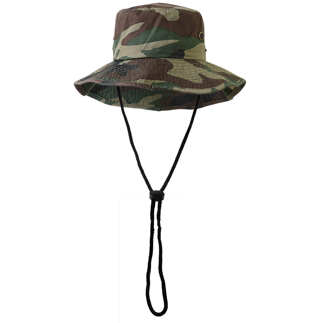 Wide Brim Boonie Hat - Green Camouflage