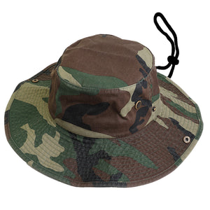 Wide Brim Boonie Hat - Green Camouflage