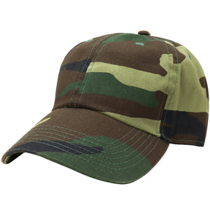 Classic Baseball Cap Soft Cotton Adjustable Size - Woodland Camouflage