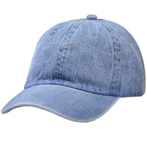 Classic Baseball Cap Soft Cotton Adjustable Size - Light Blue Denim