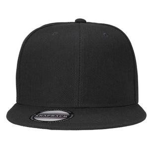 Hip Hop Style Snapback Hat Flat Bill Adjustable Size - Black